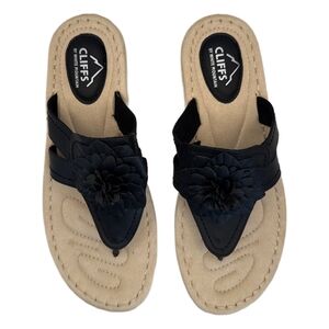 White Mountain Black Sandals